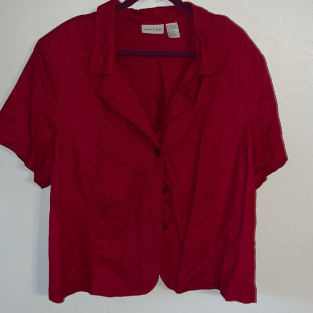 Studio Ease Woman - Women's Red Button Down Shirt